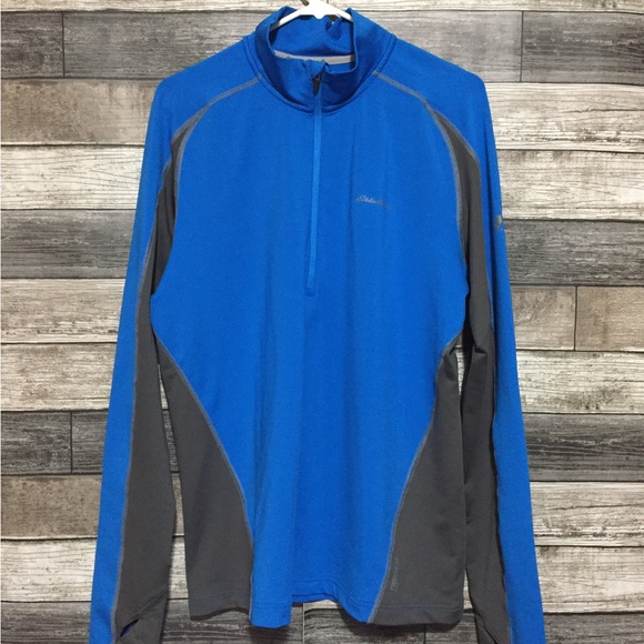 Eddie Bauer First Ascent 1/4 Zip Pullover Men L Blue Gray Stretch Free Heat Pro - Picture 4 of 10